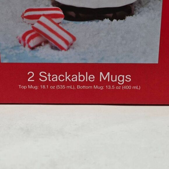 HOLIDAY LANE MACYS CHRISTMAS BLACK AFRICAN AMERICAN SANTA 2 STACKABLE MUGS NEW - Picture 3 of 4